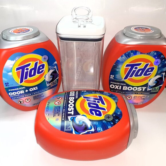 3 - Tide Pods empty containers + 1 Better Homes & Garden Canister - pre-own - Picture 1 of 10